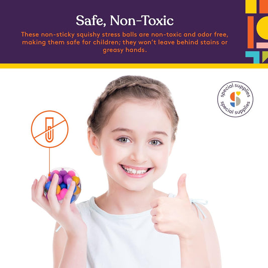 Sensory Squishy Stress Balls, Squeeze, Color Sensory Toy - Relieve Tension, Stress - Home, Travel and Office Use - Fun for Kids and Adults (Style 2)
