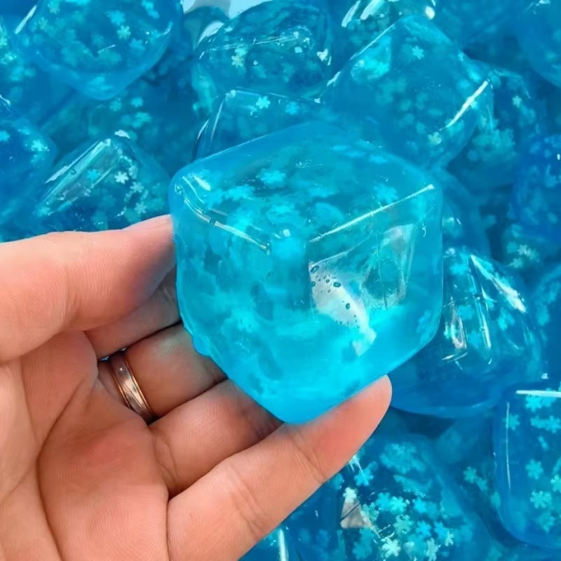 Hot Sale Snowflakes Ice Cube Maltose Squeeze Toy Squishy Square Fidgets Toys Funny Anti-Stress Sensory Toy for Adults Gifts