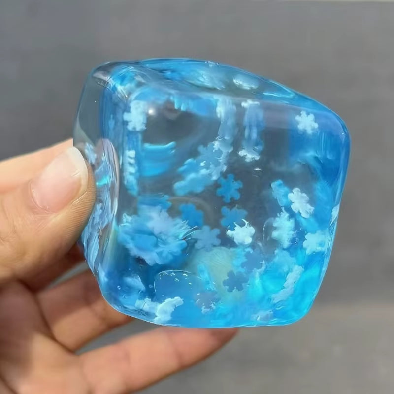 Hot Sale Snowflakes Ice Cube Maltose Squeeze Toy Squishy Square Fidgets Toys Funny Anti-Stress Sensory Toy for Adults Gifts