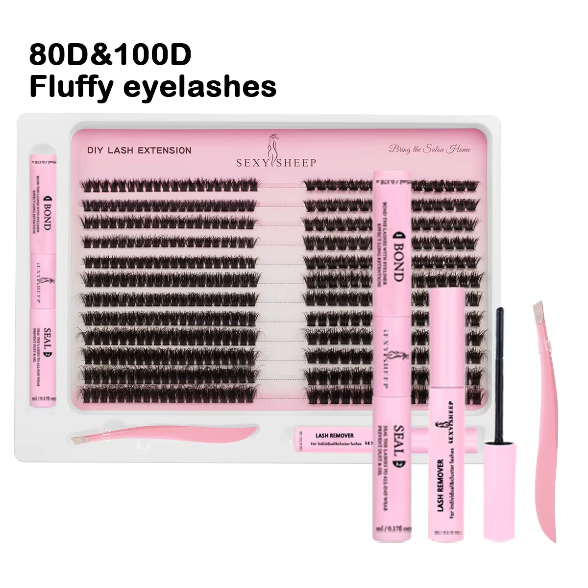 DIY Lash Extension Kit 480Pcs Individual Lashes Cluster Mix 40D 60D 60D 80D with Lash Bond and Seal and Remover,Tweezers