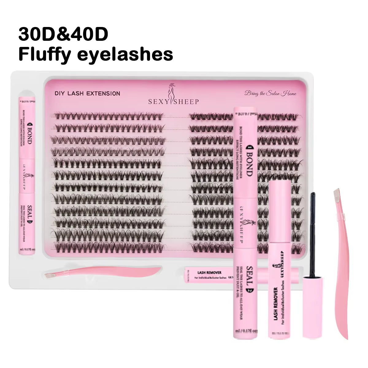 DIY Lash Extension Kit 480Pcs Individual Lashes Cluster Mix 40D 60D 60D 80D with Lash Bond and Seal and Remover,Tweezers