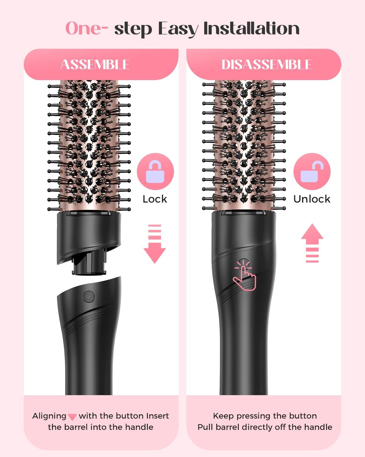 5 in 1 Curling Iron with Thermal Brush and 4 Interchangeable Ceramic Barrels(1/2 to 1 1/2 Inch), Curling Wand Set with Flat Iron, Fast Heating, Dual Voltage Hair Curler, Gifts for Women