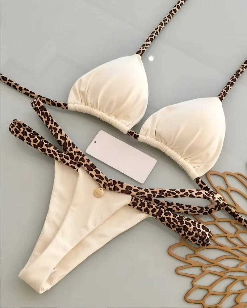 New Bikini Women Swimsuit Beach Vacation Swimwear Leopard Printed Sexy Bikini Set Beachwear Swimsuit Thong Bathing Suit Biquinis