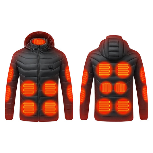 Heated Jacket for Men and Women, Heated Coat Hooded Heating Warm Jackets Windproof USB Charging Electric Body Warmer Suitable for Winter Outdoor