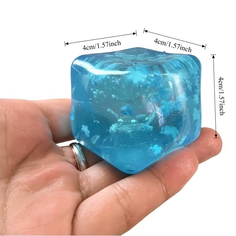 Hot Sale Snowflakes Ice Cube Maltose Squeeze Toy Squishy Square Fidgets Toys Funny Anti-Stress Sensory Toy for Adults Gifts