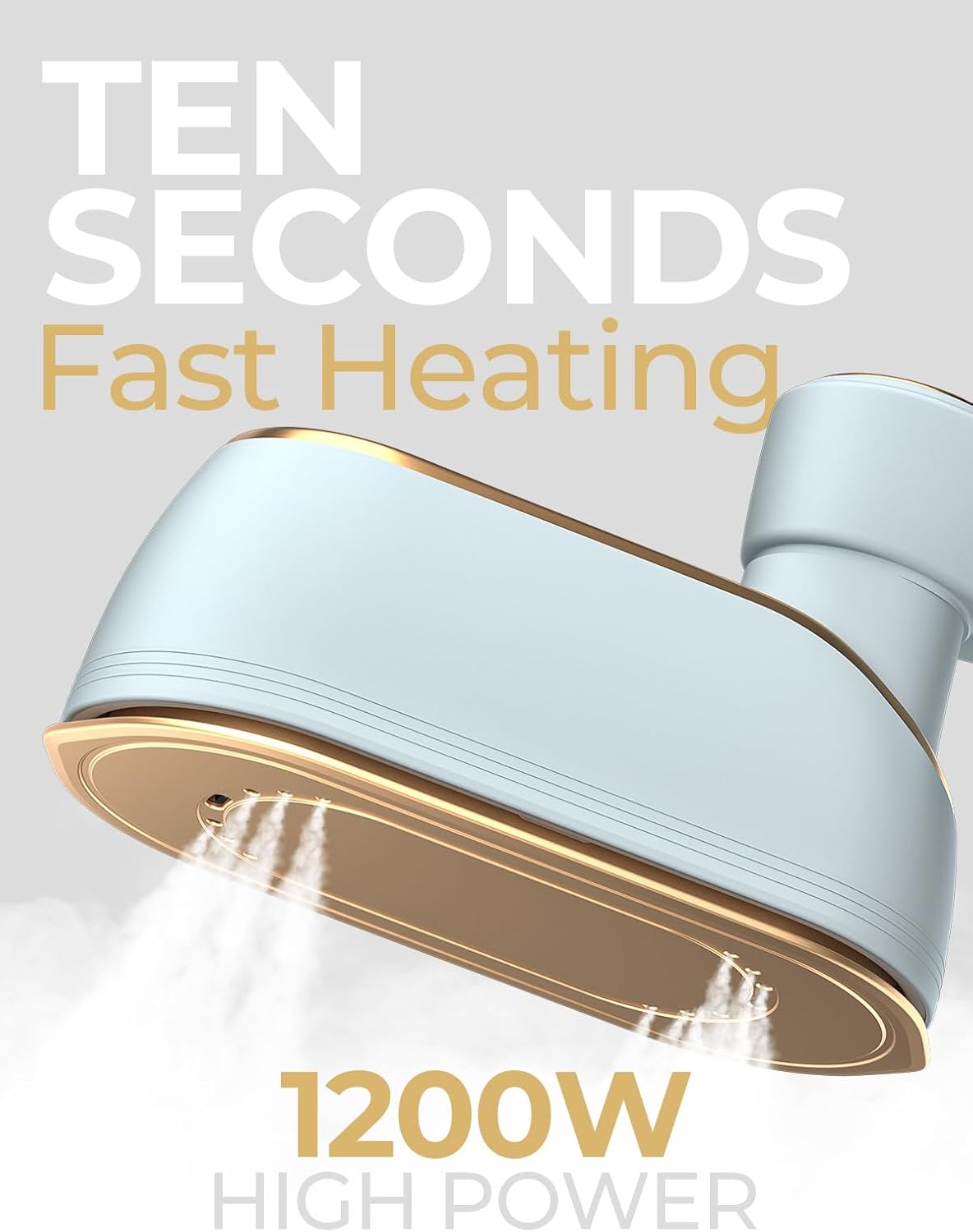 Portable Travel Steamer, 1200W Handheld Fabric Steamer for Clothes, 4Modes with LCD Display, Powerful Wrinkle Remover for Home & Travel, 150Ml Water Tank, 10S Fast Heat-Up, 180°Swivel Handle, Sky Blue