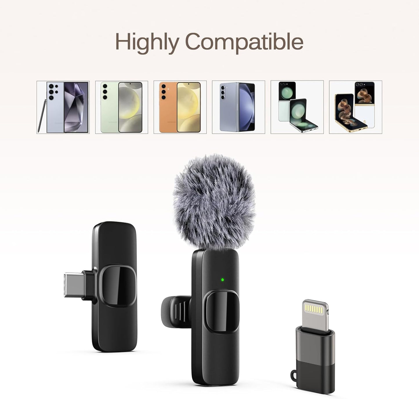 Professional Wireless Lavalier Lapel Microphone for Iphone, Ipad, Mini Video Recording Mic Forinterview Video Podcast Vlog Youtube&Livestream, Noise Reduction, Plug &Play