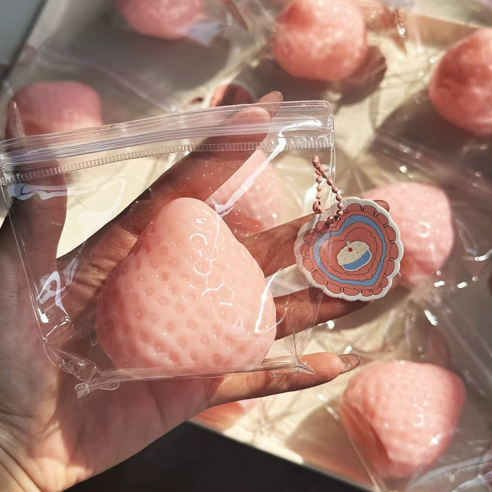 Cute Strawberry Squishy Fidget Toy Slow Rebound Stress Relief Toy Super Soft Fruit Squeeze Toy Relieve Anxiety Christmas Gift