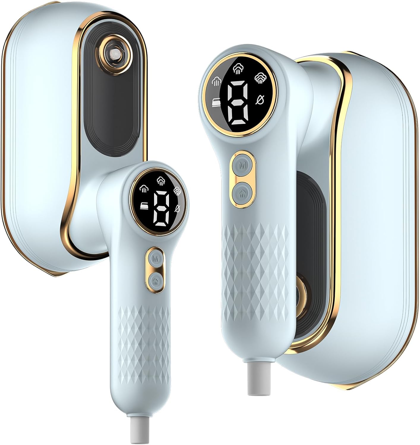 Portable Travel Steamer, 1200W Handheld Fabric Steamer for Clothes, 4Modes with LCD Display, Powerful Wrinkle Remover for Home & Travel, 150Ml Water Tank, 10S Fast Heat-Up, 180°Swivel Handle, Sky Blue