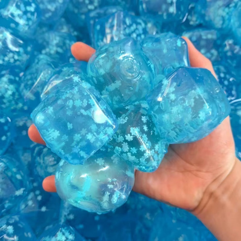 Hot Sale Snowflakes Ice Cube Maltose Squeeze Toy Squishy Square Fidgets Toys Funny Anti-Stress Sensory Toy for Adults Gifts