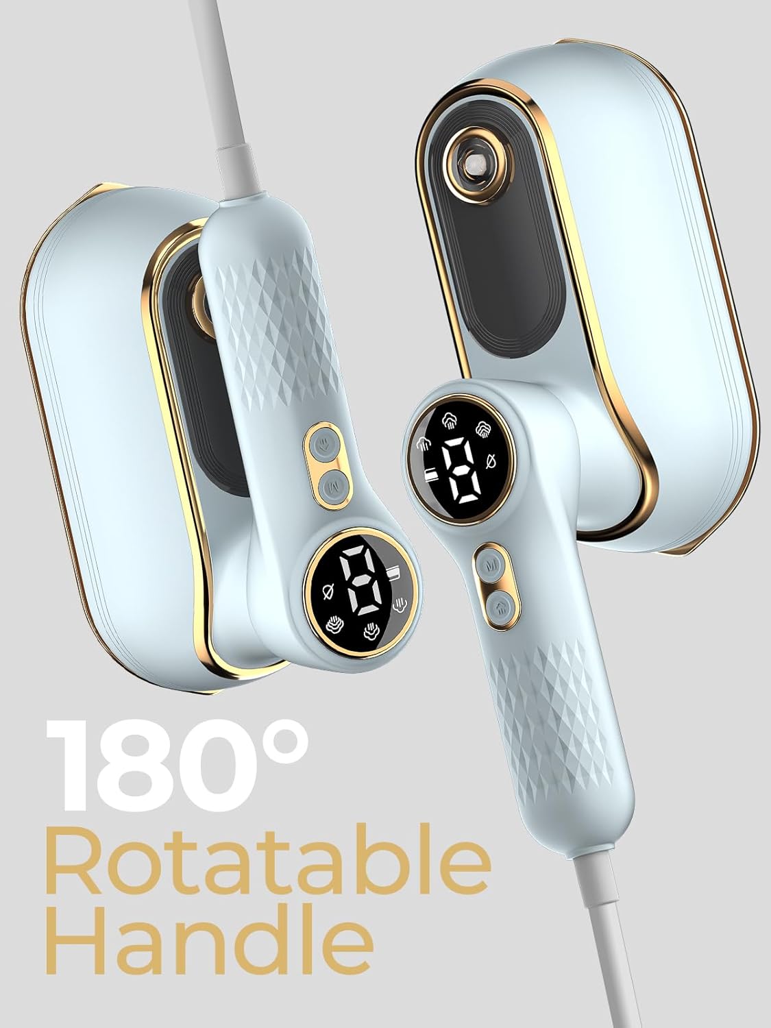 Portable Travel Steamer, 1200W Handheld Fabric Steamer for Clothes, 4Modes with LCD Display, Powerful Wrinkle Remover for Home & Travel, 150Ml Water Tank, 10S Fast Heat-Up, 180°Swivel Handle, Sky Blue