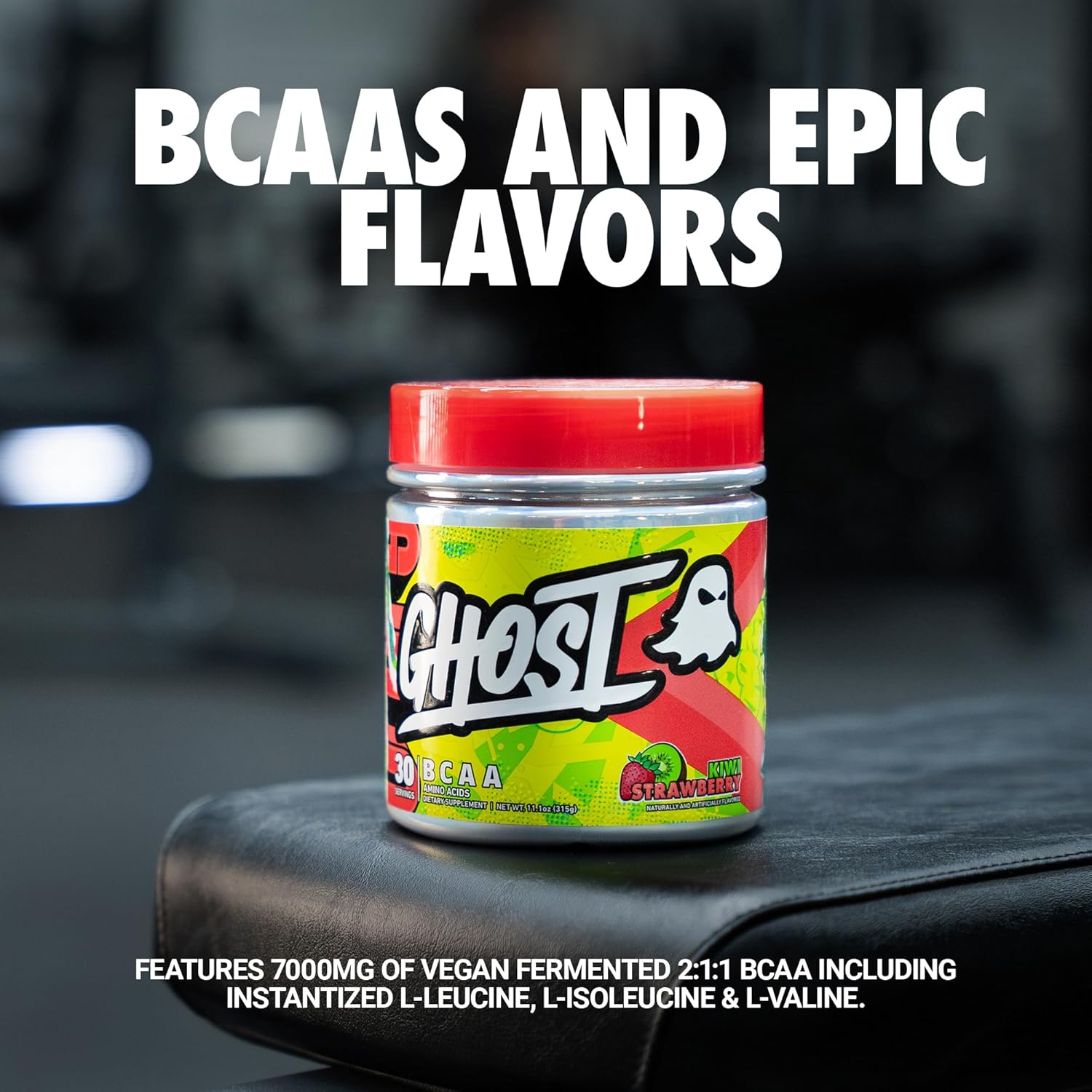 BCAA Powder Amino Acids Supplement, Kiwi Strawberry - 30 Servings - Sugar-Free Intra, Post & Pre Workout Amino Powder & Recovery Drink, 7G BCAA
