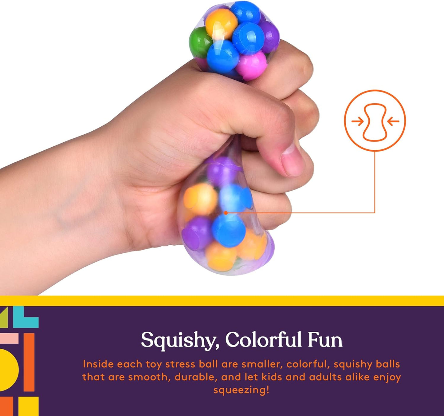 Sensory Squishy Stress Balls, Squeeze, Color Sensory Toy - Relieve Tension, Stress - Home, Travel and Office Use - Fun for Kids and Adults (Style 2)