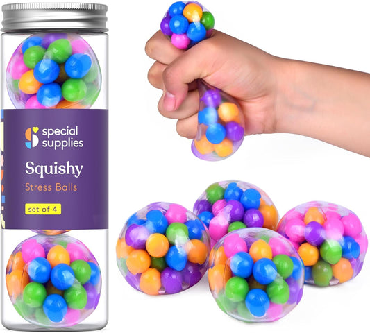 Sensory Squishy Stress Balls, Squeeze, Color Sensory Toy - Relieve Tension, Stress - Home, Travel and Office Use - Fun for Kids and Adults (Style 2)