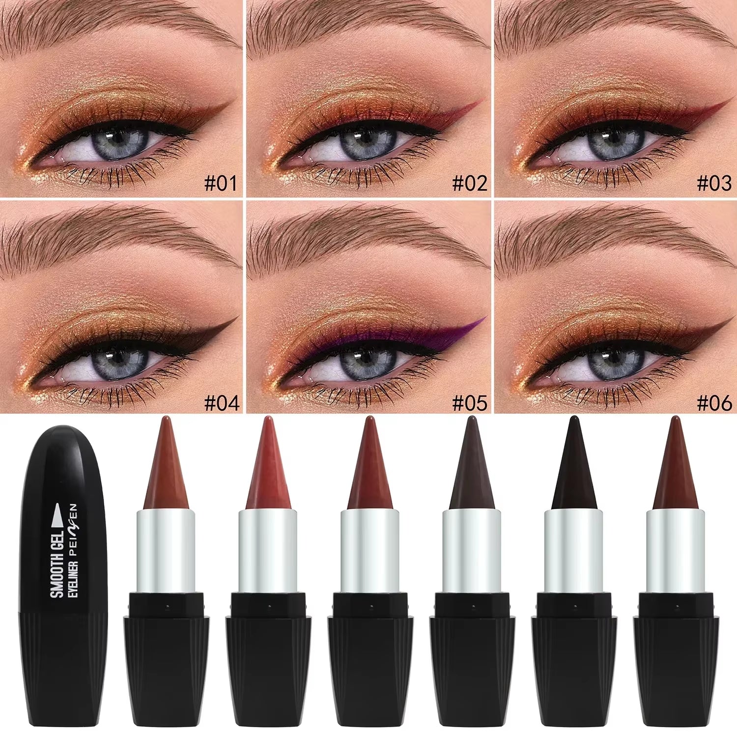 Matte Tapered Velvet Eyeliner Stick Brown Purple Easy to Wear Waterproof Eye Liner Gel Matte Quick Drying Eyeshadow Eyeliner Pen