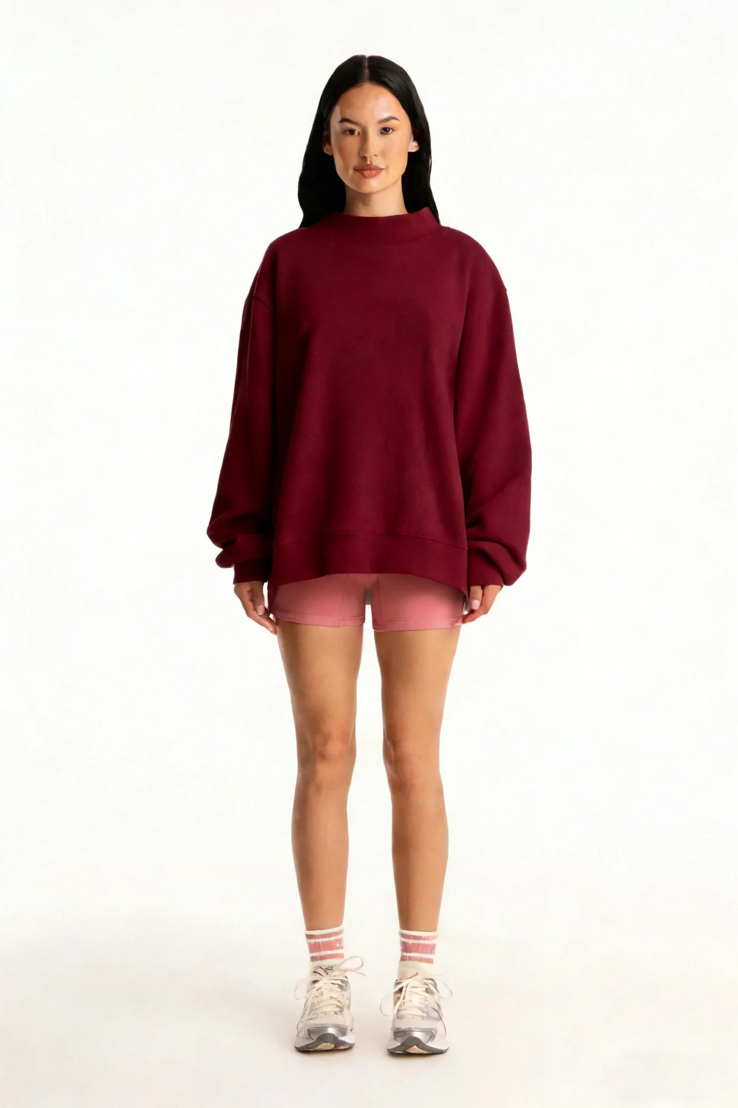 2026 Ladies' Women'S Sweatshirts Spring Autumn Long Sleeve Mock Neck Casual Hoodies plus Size Womens Relaxed Solid Color Hoodie