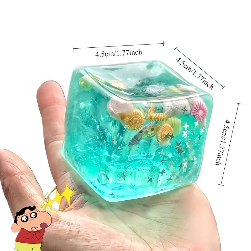 Squishy Maltose Cubes Fidget Toy Super Soft Transparent Star Squeeze Toy Ocean Sensory Anti-Stress Toy for Friend Christmas Gift