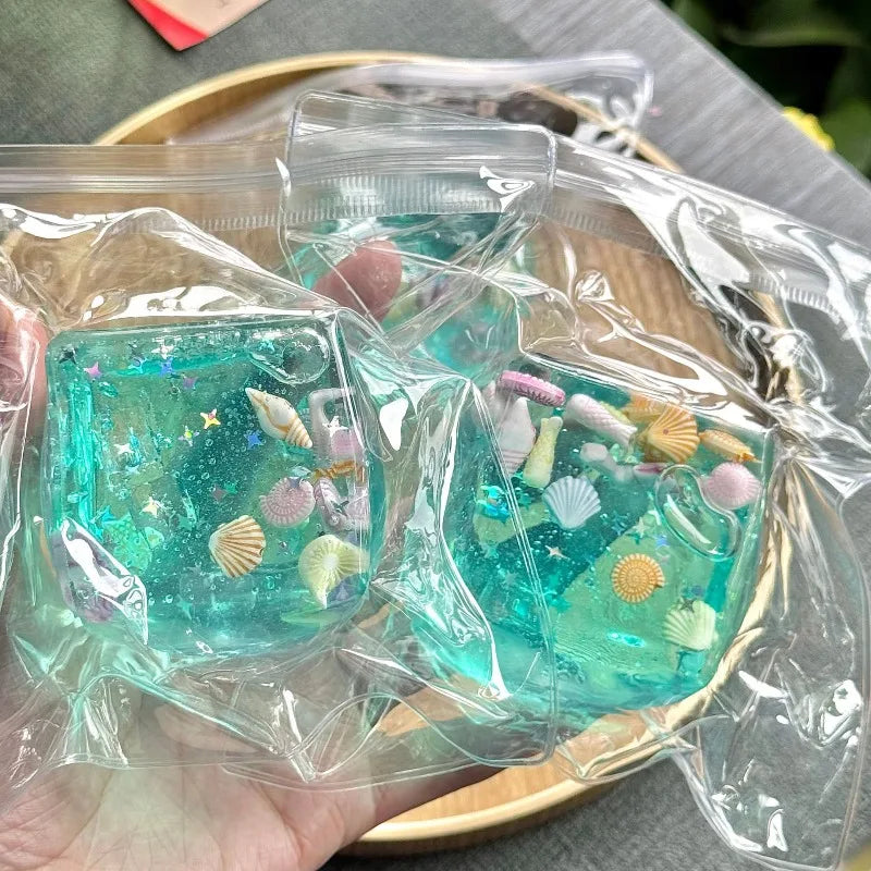 Squishy Maltose Cubes Fidget Toy Super Soft Transparent Star Squeeze Toy Ocean Sensory Anti-Stress Toy for Friend Christmas Gift