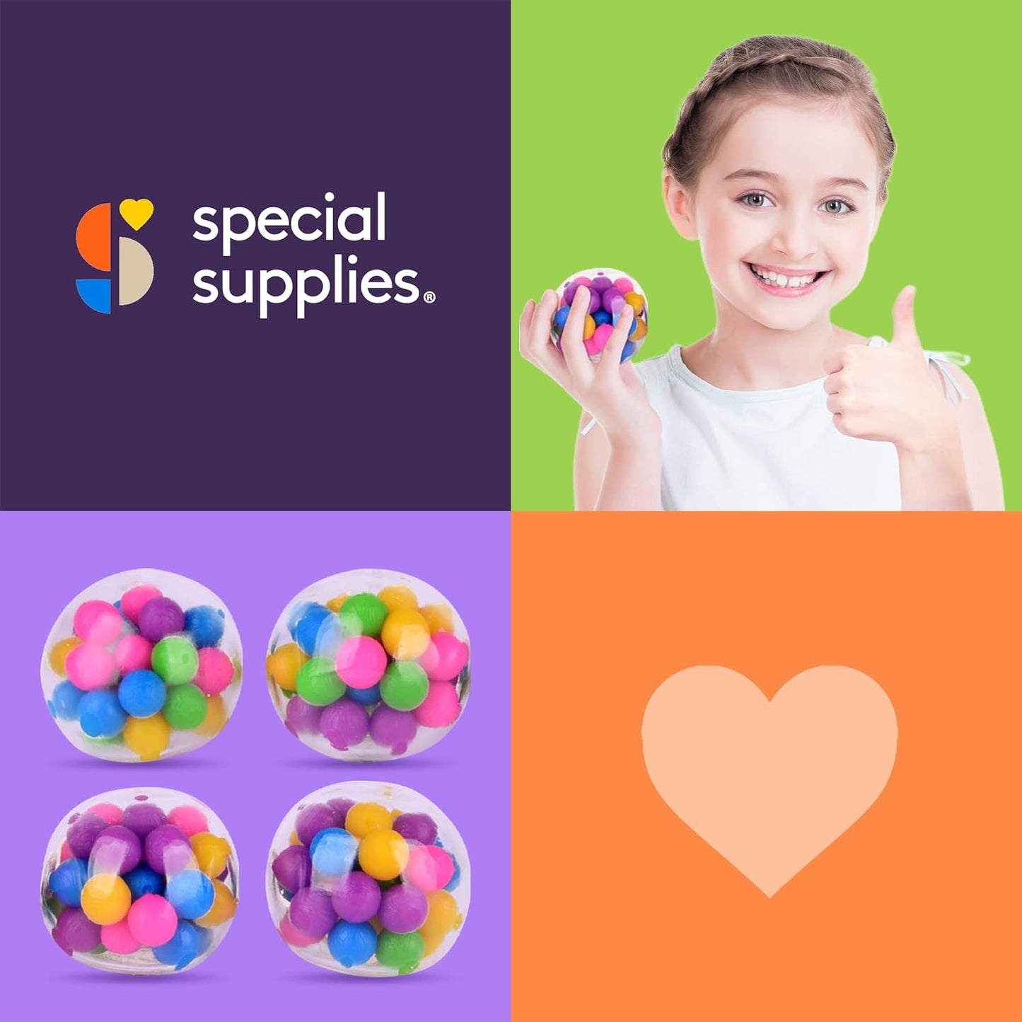 Sensory Squishy Stress Balls, Squeeze, Color Sensory Toy - Relieve Tension, Stress - Home, Travel and Office Use - Fun for Kids and Adults (Style 2)