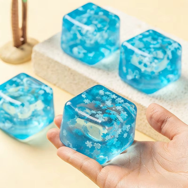 Hot Sale Snowflakes Ice Cube Maltose Squeeze Toy Squishy Square Fidgets Toys Funny Anti-Stress Sensory Toy for Adults Gifts
