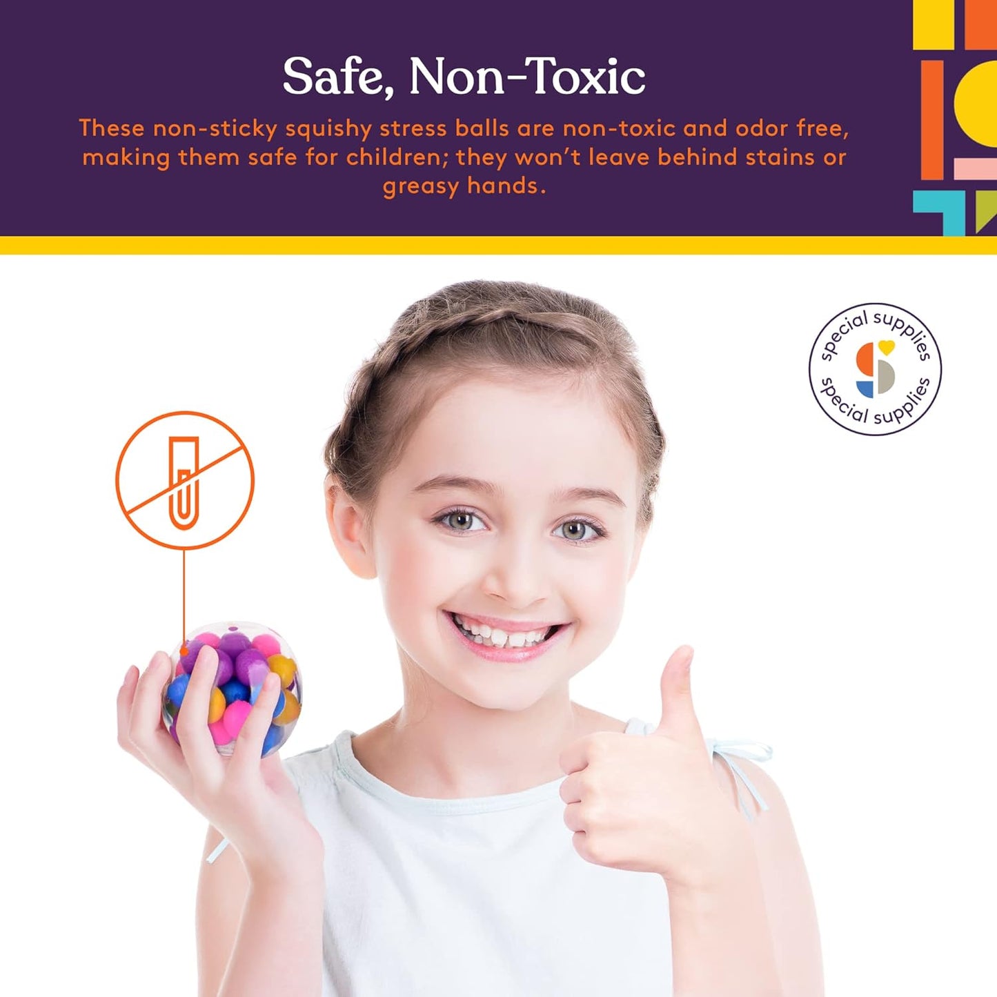 Sensory Squishy Stress Balls, Squeeze, Color Sensory Toy - Relieve Tension, Stress - Home, Travel and Office Use - Fun for Kids and Adults (Style 2)