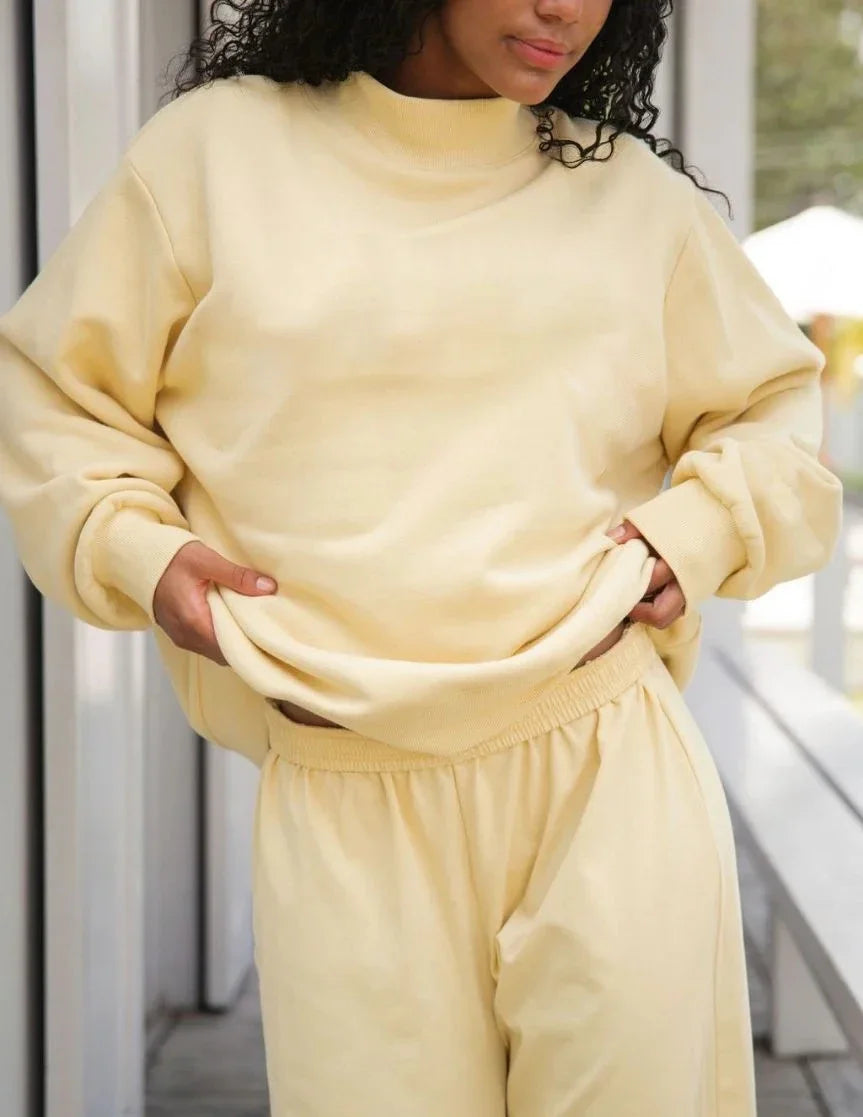 2026 Ladies' Women'S Sweatshirts Spring Autumn Long Sleeve Mock Neck Casual Hoodies plus Size Womens Relaxed Solid Color Hoodie