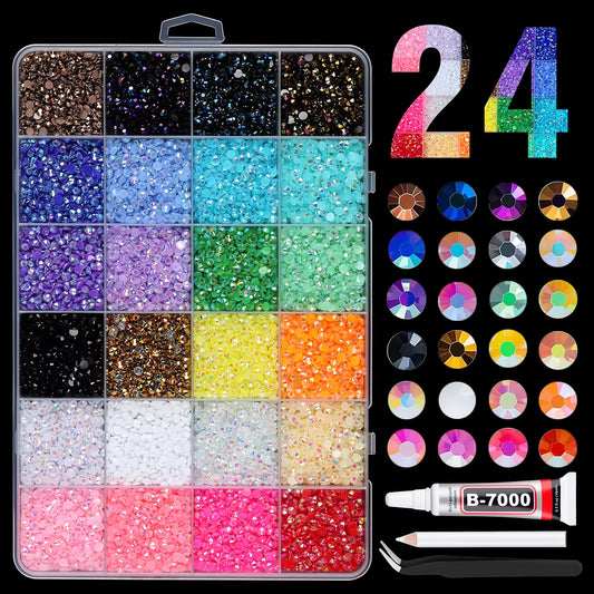 28Grid 3/4/5/6Mm Mixed Color Resin Drill AB Rhinestone Set Flatback Nail Drill for Phone Clothing DIY Decoration Nails Crafts