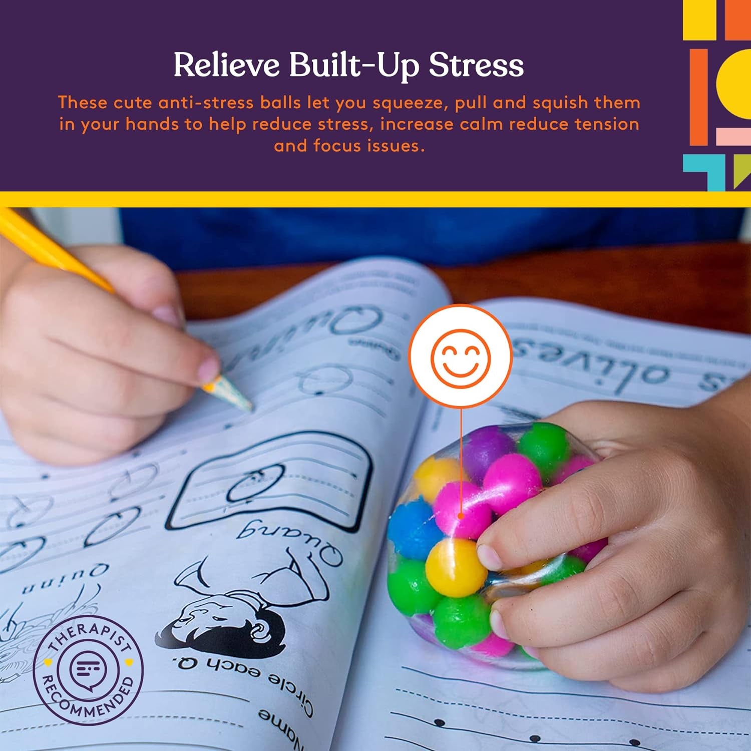 Sensory Squishy Stress Balls, Squeeze, Color Sensory Toy - Relieve Tension, Stress - Home, Travel and Office Use - Fun for Kids and Adults (Style 2)