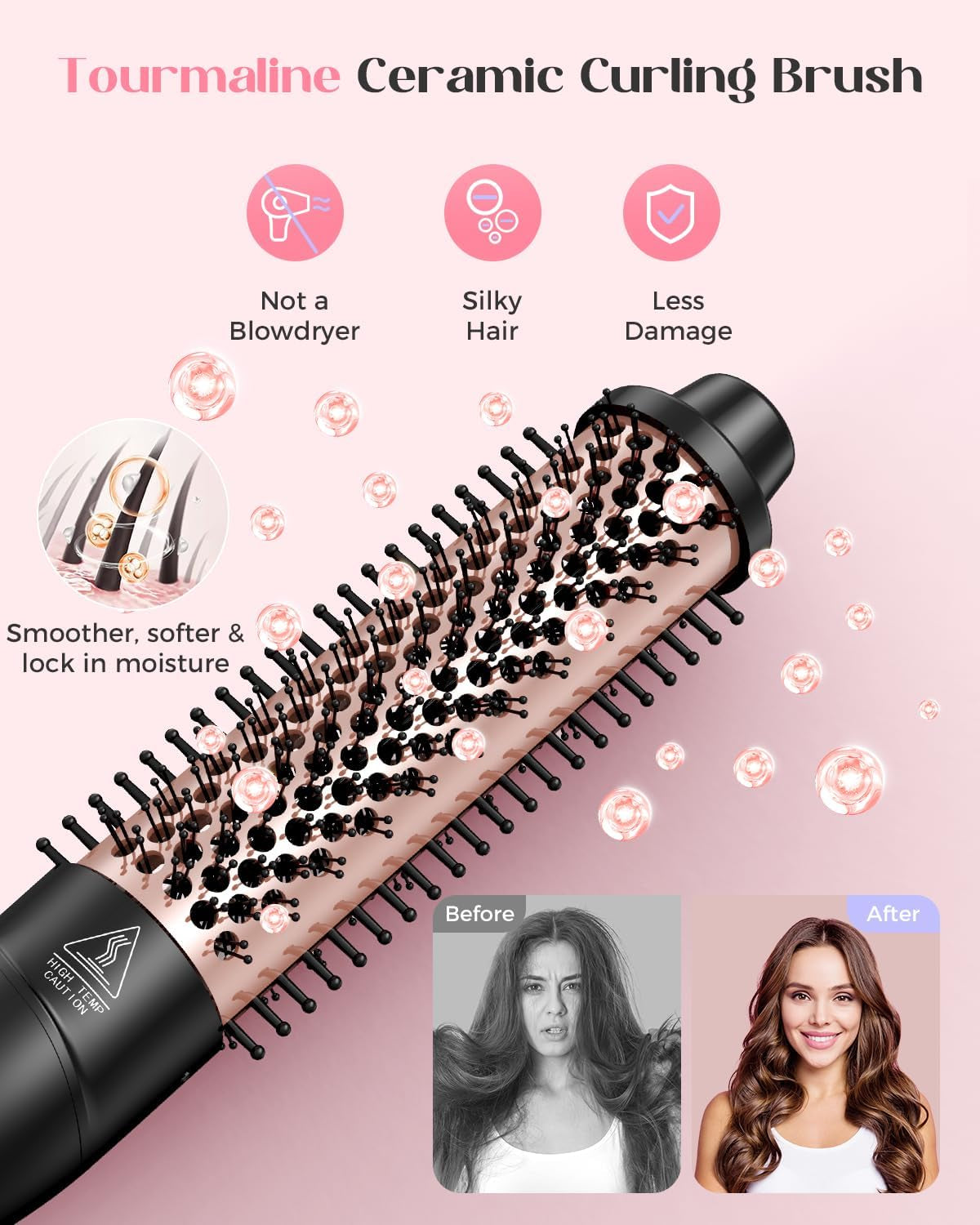 5 in 1 Curling Iron with Thermal Brush and 4 Interchangeable Ceramic Barrels(1/2 to 1 1/2 Inch), Curling Wand Set with Flat Iron, Fast Heating, Dual Voltage Hair Curler, Gifts for Women